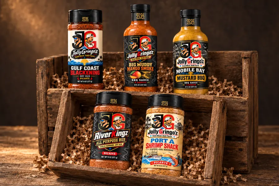 A crate of JollyGringo'z bottles